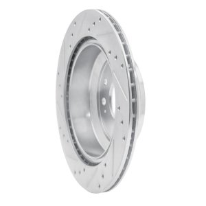 Acura RL Brake Rotor (1) - Rear Right - R1 Concepts - Drilled & Slotted - Silver - `05-`12